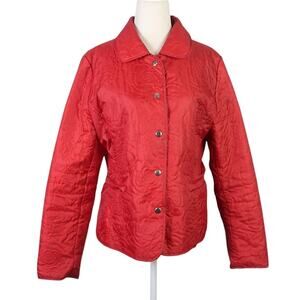 Vintage JG Hook red rose floral stitch windbreaker jacket M